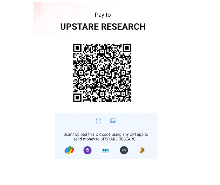 UPSTARE RESEARCH UPI payment QR code for internship